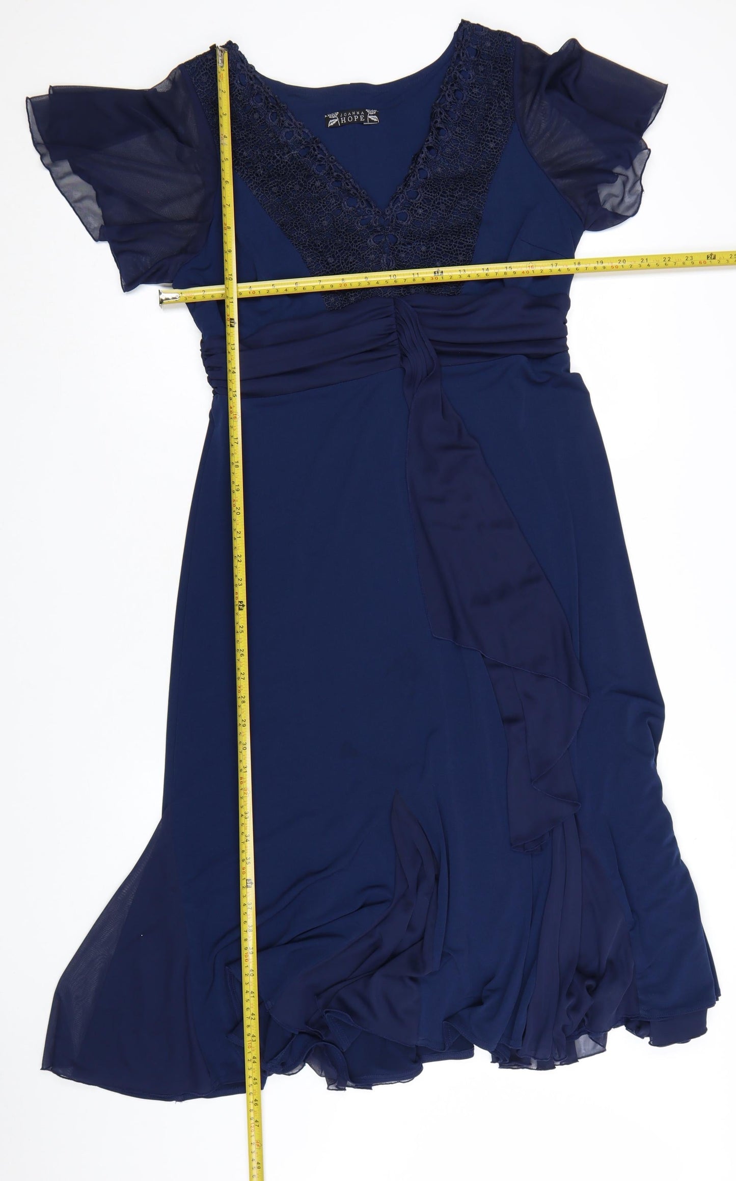 Joanna Hope Women's Blue Lace Midi Fit & Flare Dress Size 14