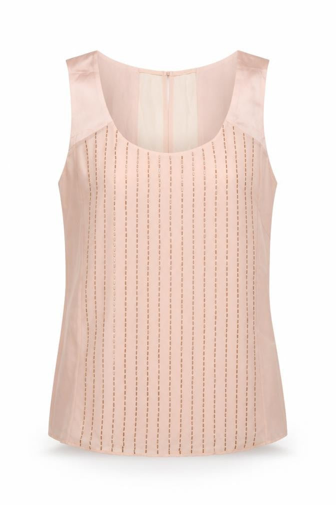 Coast Women's Pink Beaded Chiffon Camisole Top UK 12