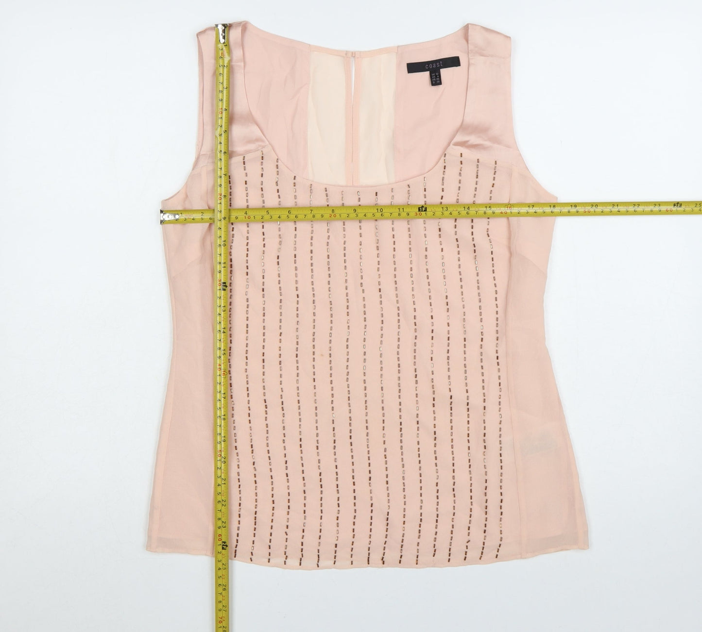 Coast Women's Pink Beaded Chiffon Camisole Top UK 12