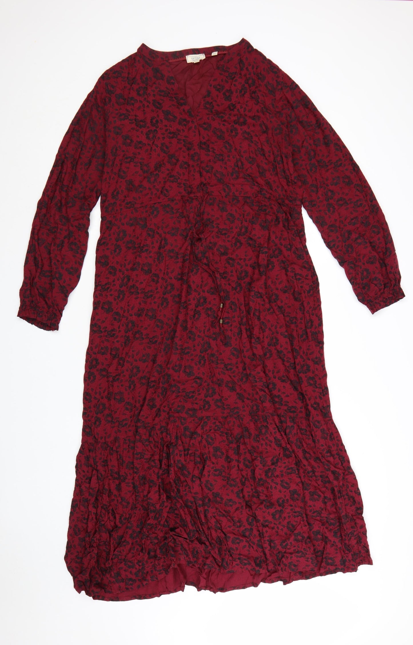 Fat Face Women’s Red Animal Print Bohemian Viscose Midi Dress Size 12