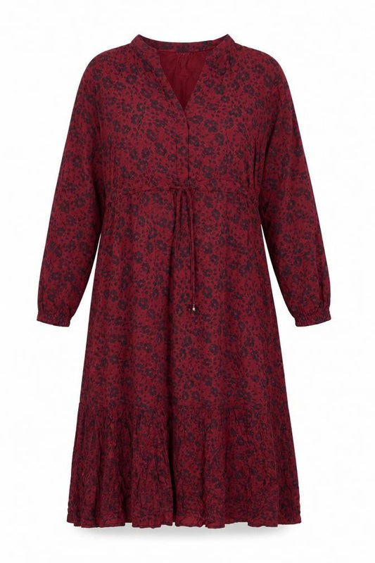 Fat Face Women’s Red Animal Print Bohemian Viscose Midi Dress Size 12