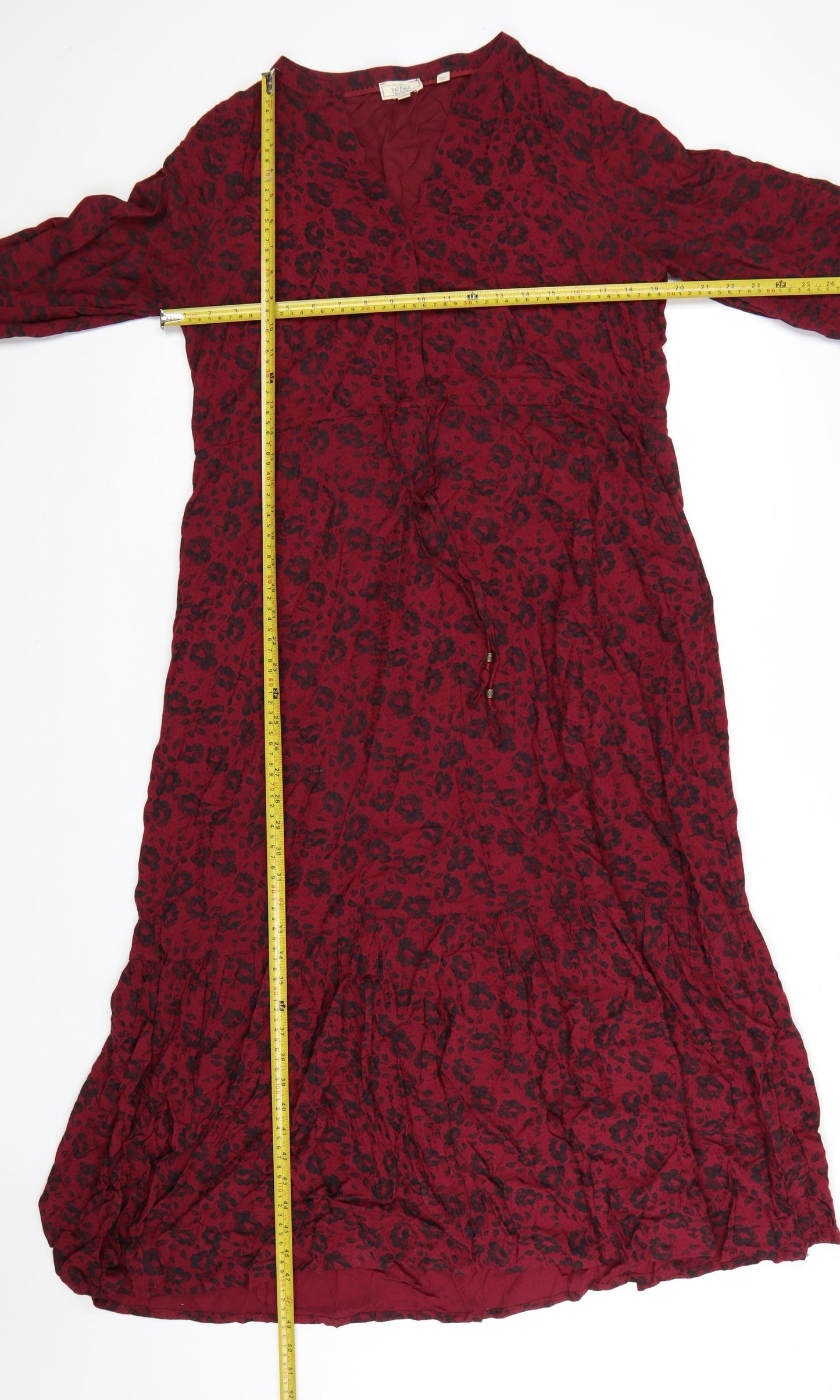 Fat Face Women’s Red Animal Print Bohemian Viscose Midi Dress Size 12