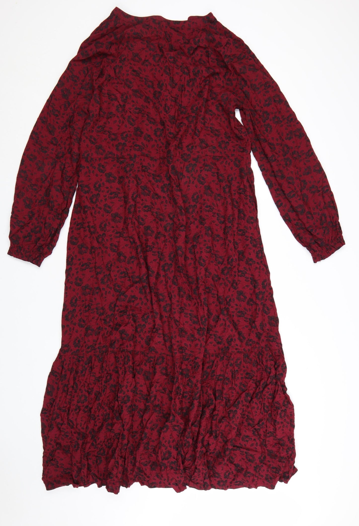 Fat Face Women’s Red Animal Print Bohemian Viscose Midi Dress Size 12