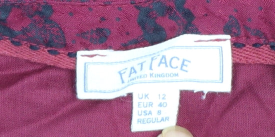Fat Face Women’s Red Animal Print Bohemian Viscose Midi Dress Size 12