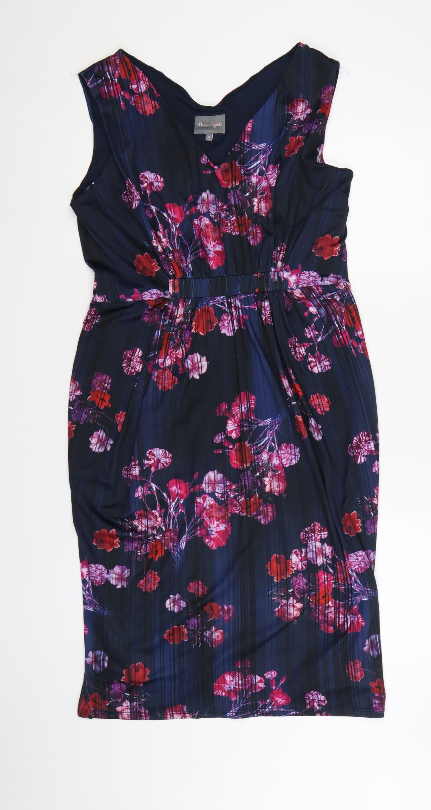 Phase Eight Women's Multicoloured Floral V-Neck Sheath Dress Size 16