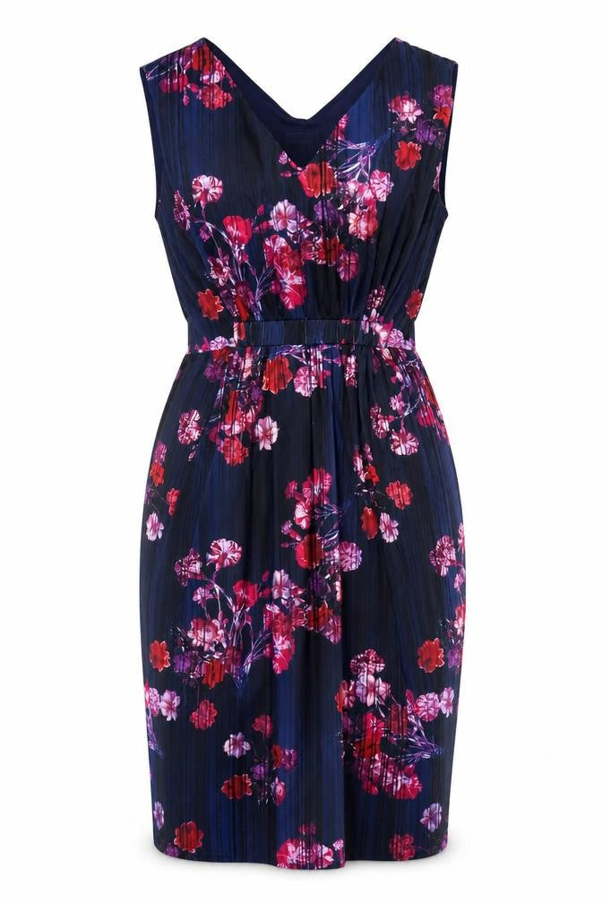 Phase Eight Women's Multicoloured Floral V-Neck Sheath Dress Size 16