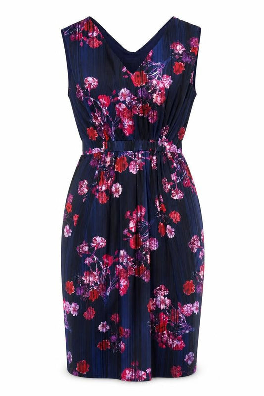 Phase Eight Women's Multicoloured Floral V-Neck Sheath Dress Size 16