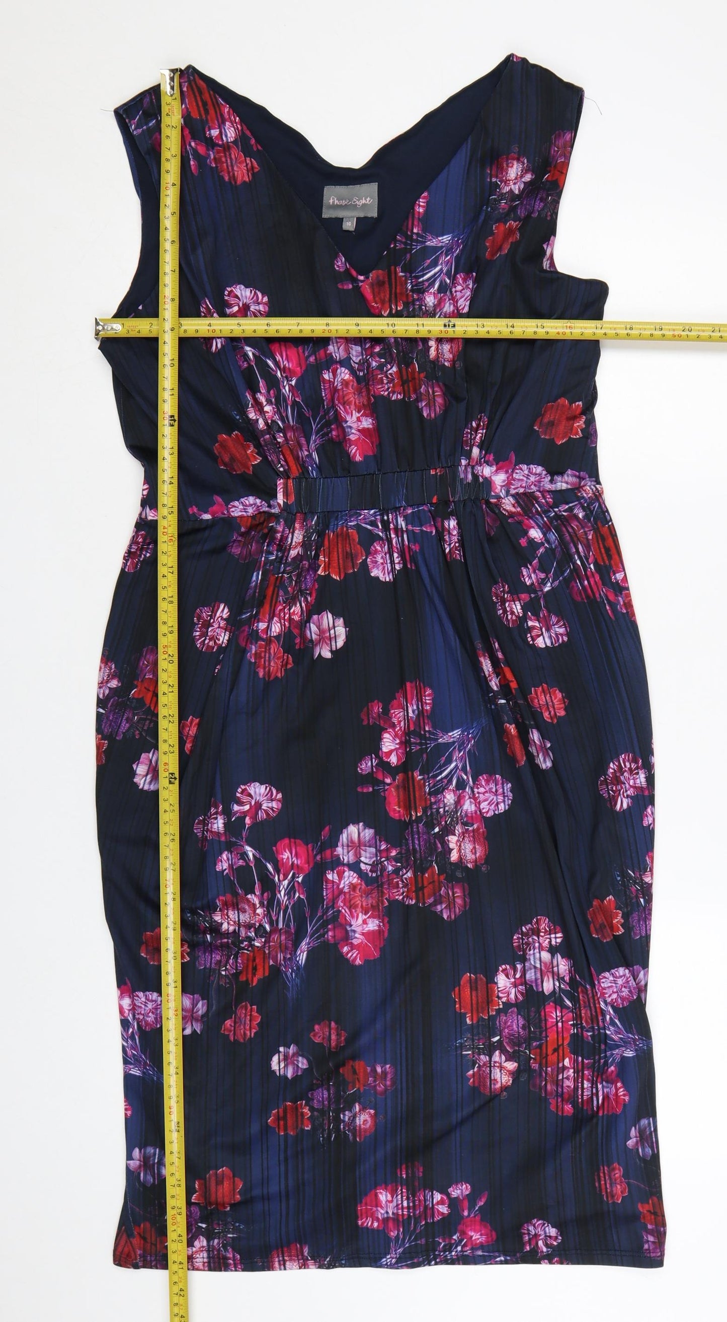 Phase Eight Women's Multicoloured Floral V-Neck Sheath Dress Size 16