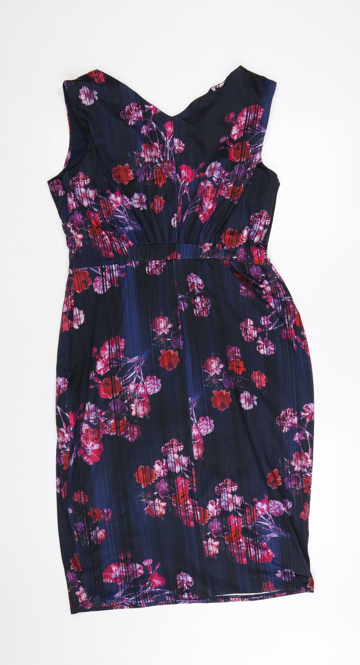 Phase Eight Women's Multicoloured Floral V-Neck Sheath Dress Size 16
