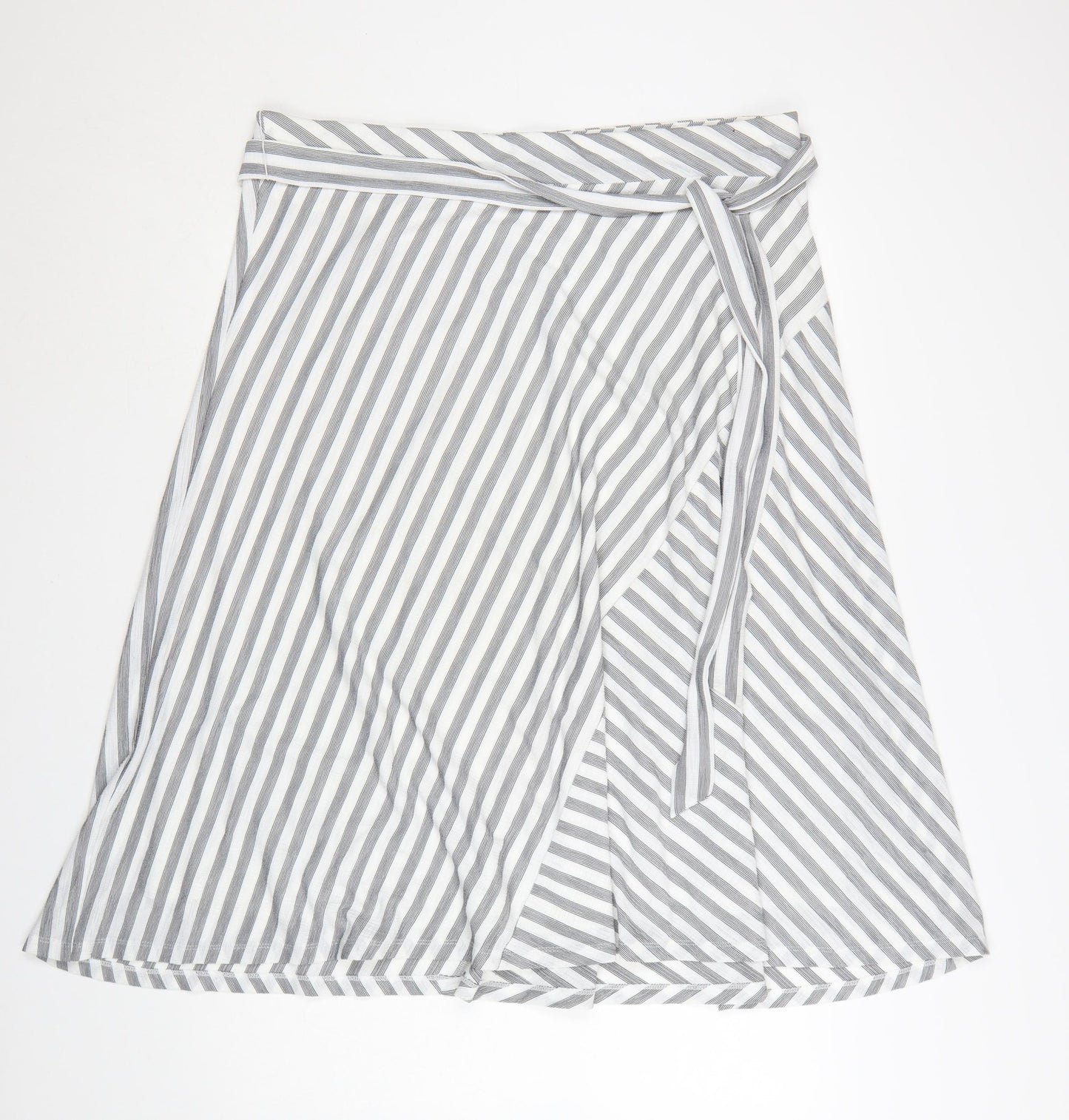 DKNY Women’s Grey Striped Wrap Skirt XL Polyester Elastane