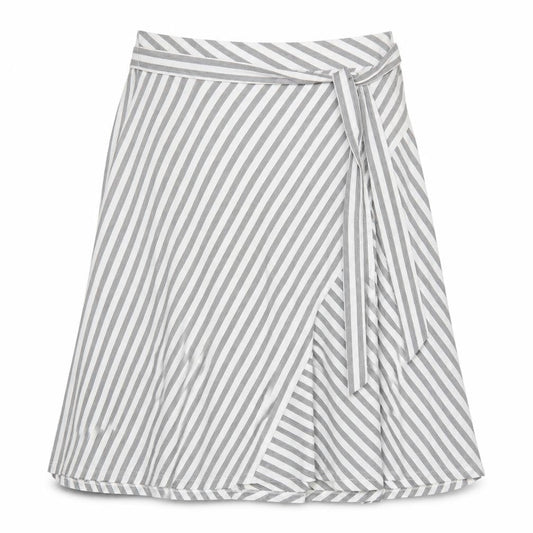 DKNY Women’s Grey Striped Wrap Skirt XL Polyester Elastane