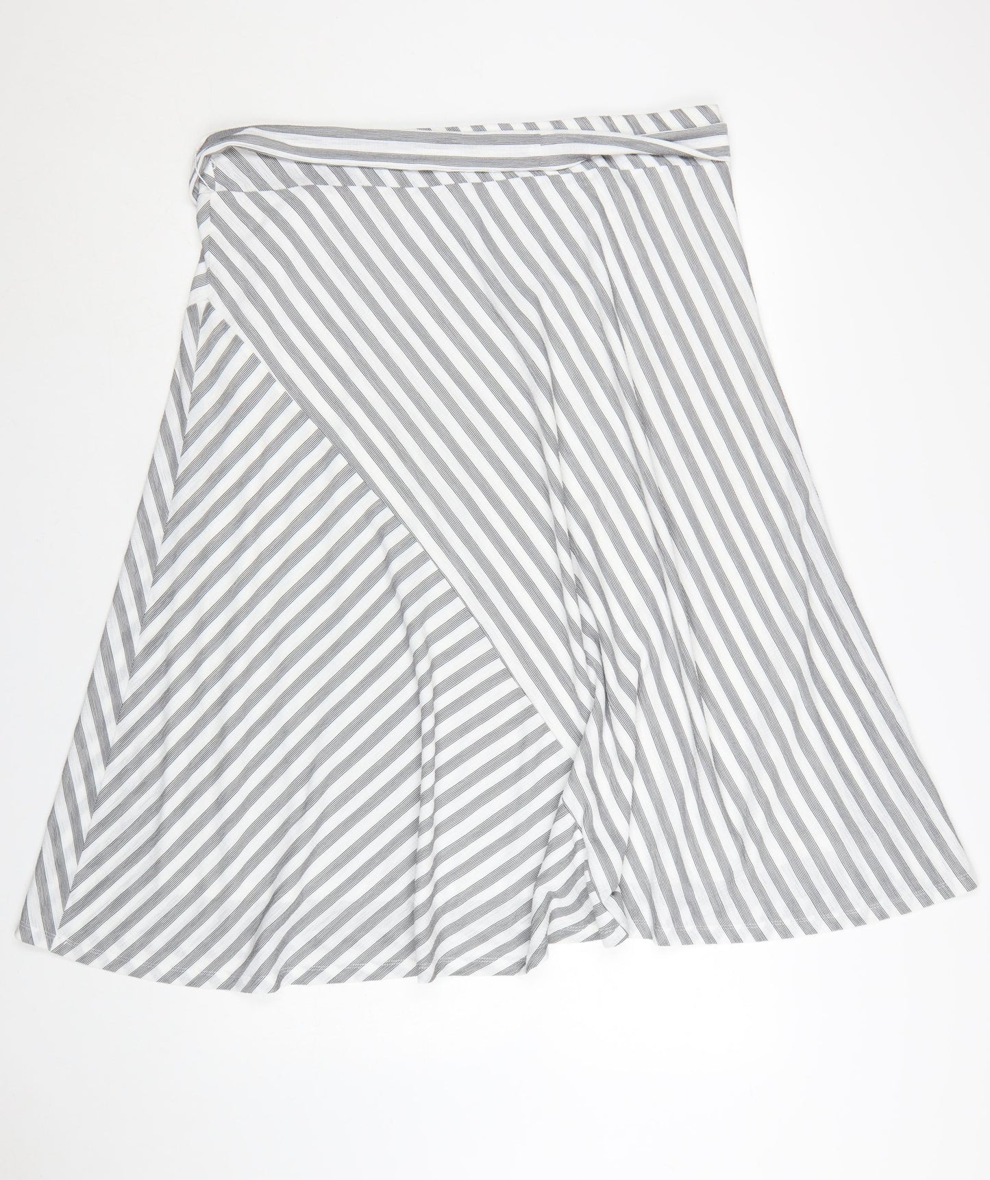 DKNY Women’s Grey Striped Wrap Skirt XL Polyester Elastane