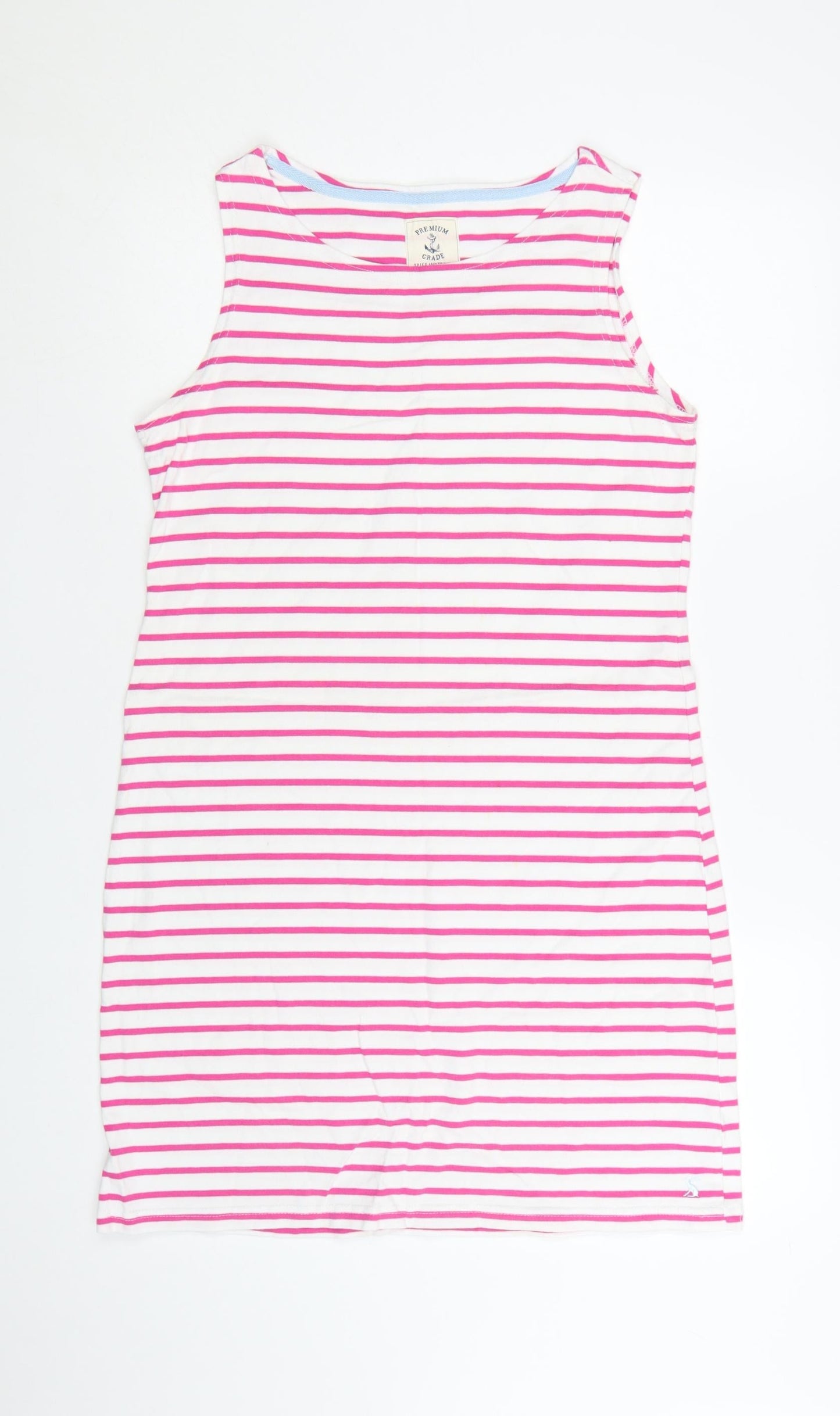 Joules Womens Pink White Striped Cotton Sleeveless T-Shirt Dress Size 14