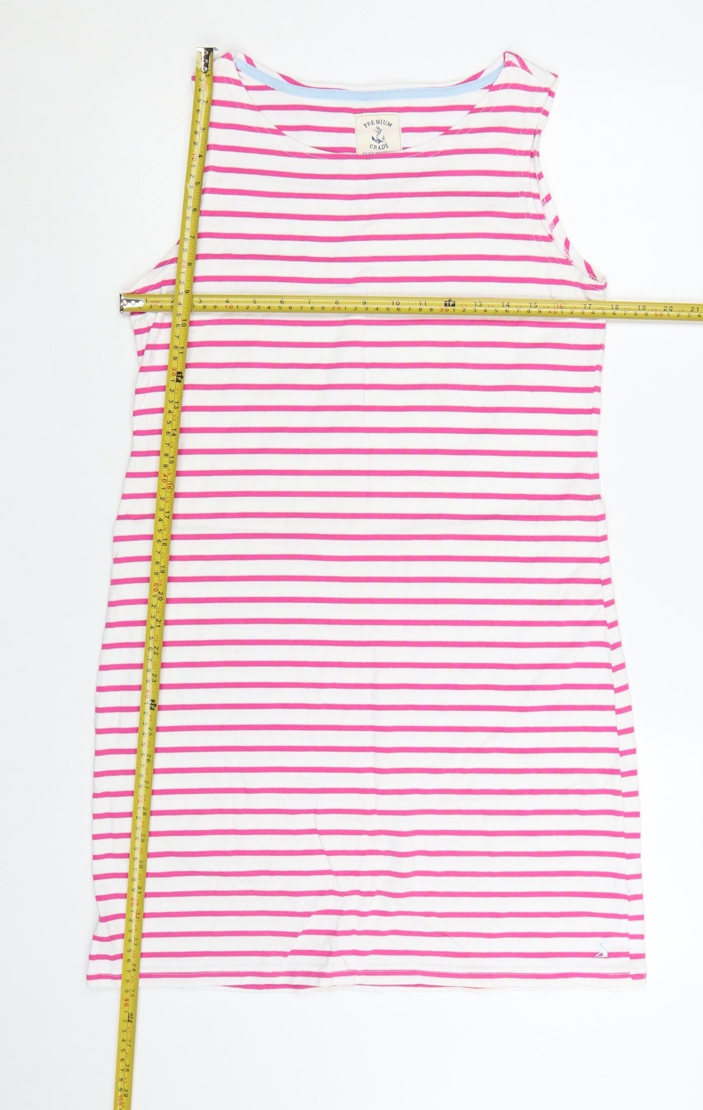 Joules Womens Pink White Striped Cotton Sleeveless T-Shirt Dress Size 14