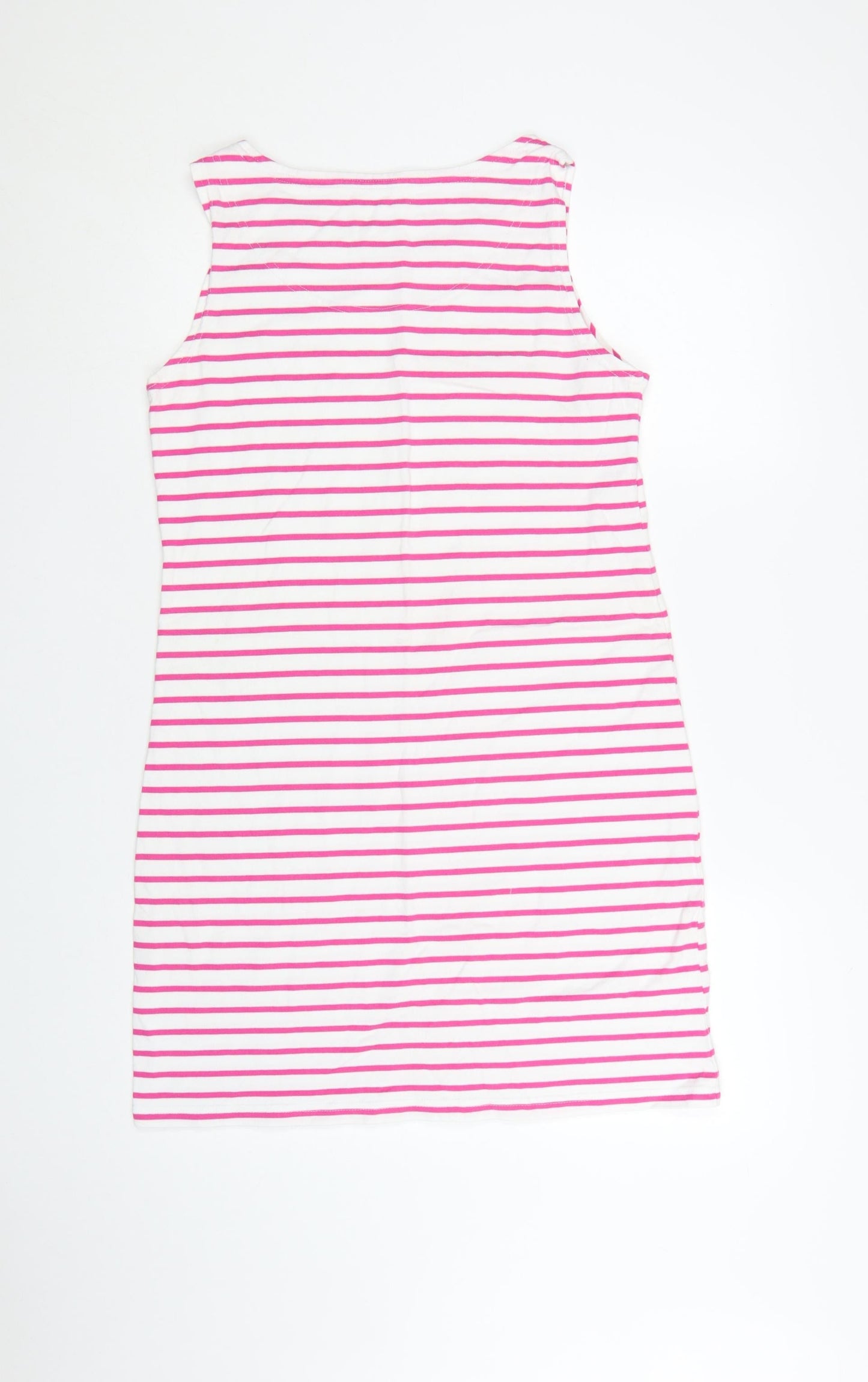 Joules Womens Pink White Striped Cotton Sleeveless T-Shirt Dress Size 14