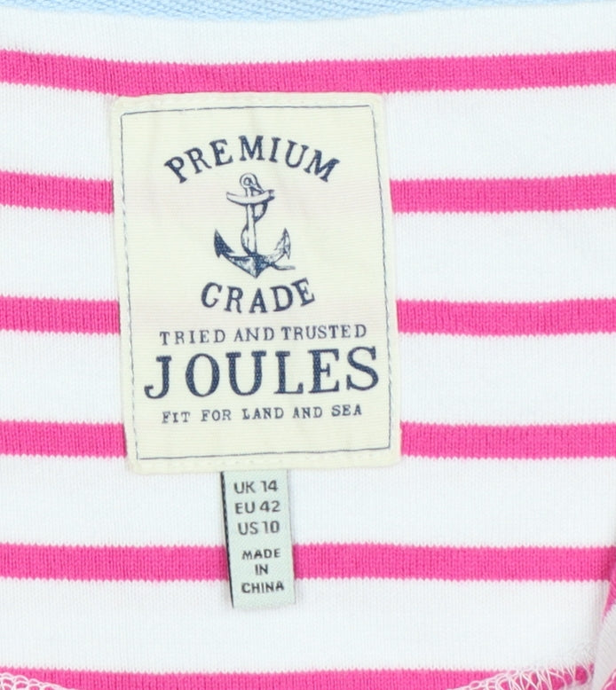 Joules Womens Pink White Striped Cotton Sleeveless T-Shirt Dress Size 14