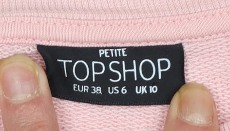 Topshop Petite Pink Long Sleeve Pullover Sweatshirt UK 10