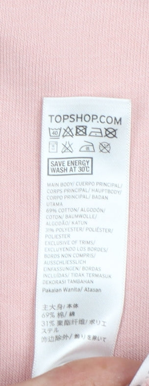 Topshop Petite Pink Long Sleeve Pullover Sweatshirt UK 10