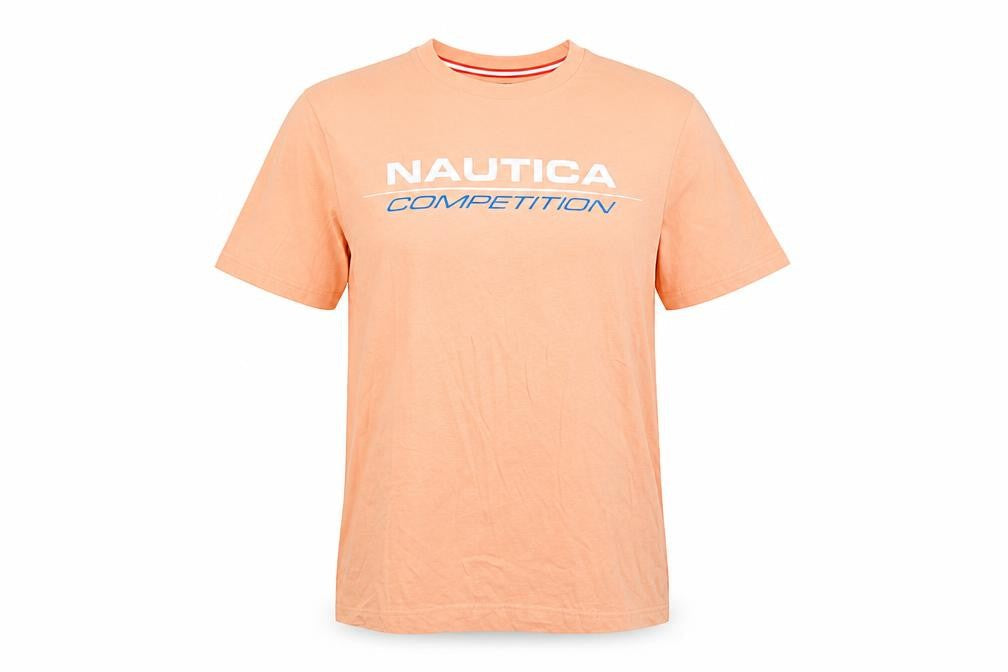 Nautica Competition Women's Peach T-Shirt UK 10 100% Cotton Short Sleeve