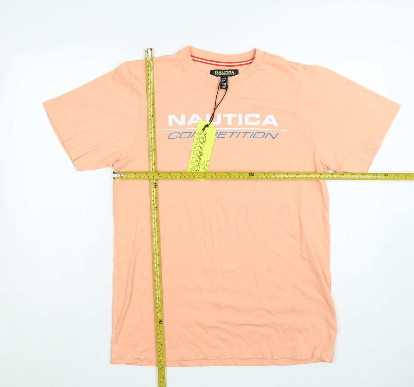 Nautica Competition Women's Peach T-Shirt UK 10 100% Cotton Short Sleeve
