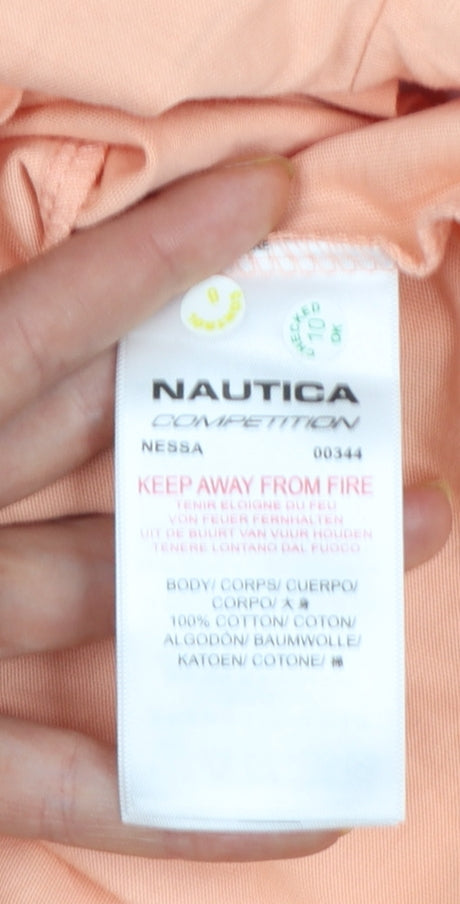 Nautica Competition Women's Peach T-Shirt UK 10 100% Cotton Short Sleeve
