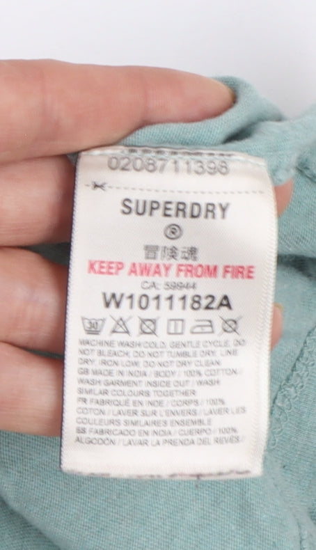 Superdry Womens Green Basic Jersey Cotton T-Shirt Size 10