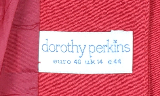 Dorothy Perkins Women's Red Blazer UK 14 Single-Breasted Classic Fit