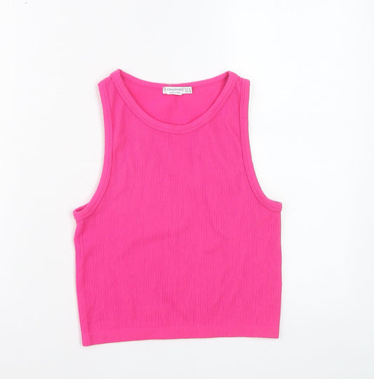 Prewornwholesale purple cropped slim fit active T-shirt with short sleeves and a high neckline.