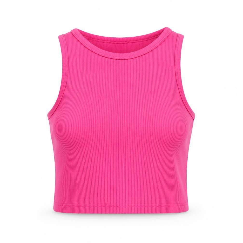Stradivarius Women’s Pink Cropped Tank Top Size 12 Cotton Blend