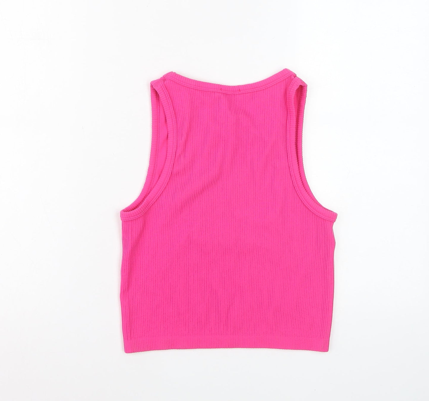 Stradivarius Women’s Pink Cropped Tank Top Size 12 Cotton Blend