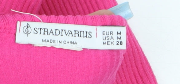Stradivarius Women’s Pink Cropped Tank Top Size 12 Cotton Blend
