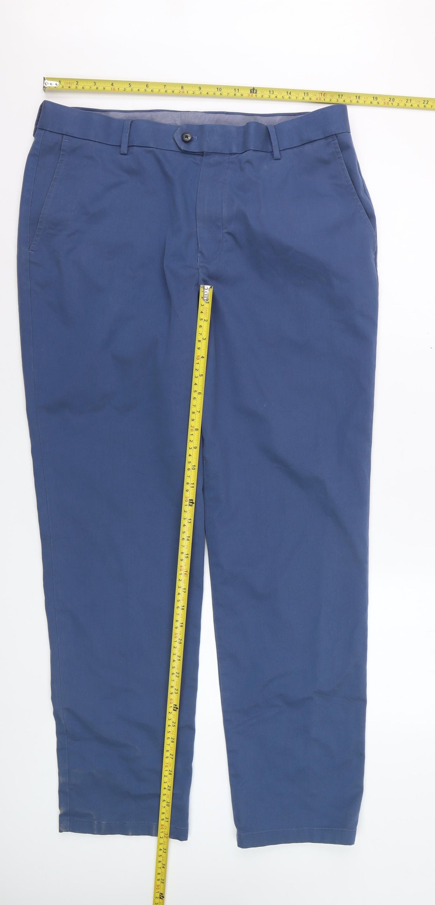 Charles Tyrwhitt Men's Blue Chino Trousers 36W 32L Cotton Stretch