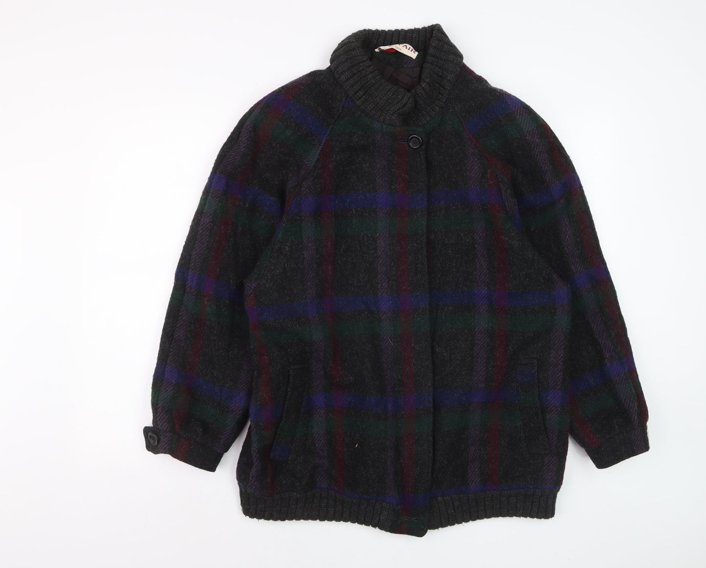 Braefair Women's Multicoloured Wool Check Mid-Length Jacket Size 12