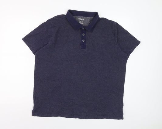 Livergy Men’s Blue Cotton Short Sleeve Polo Shirt XL