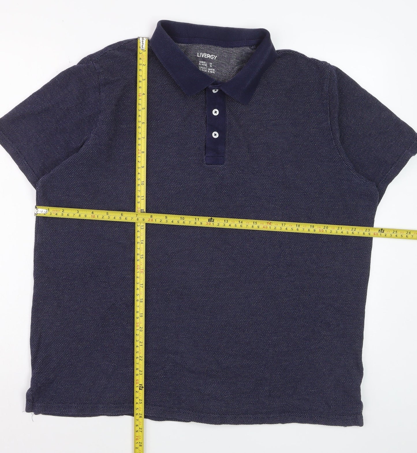 Livergy Men’s Blue Cotton Short Sleeve Polo Shirt XL