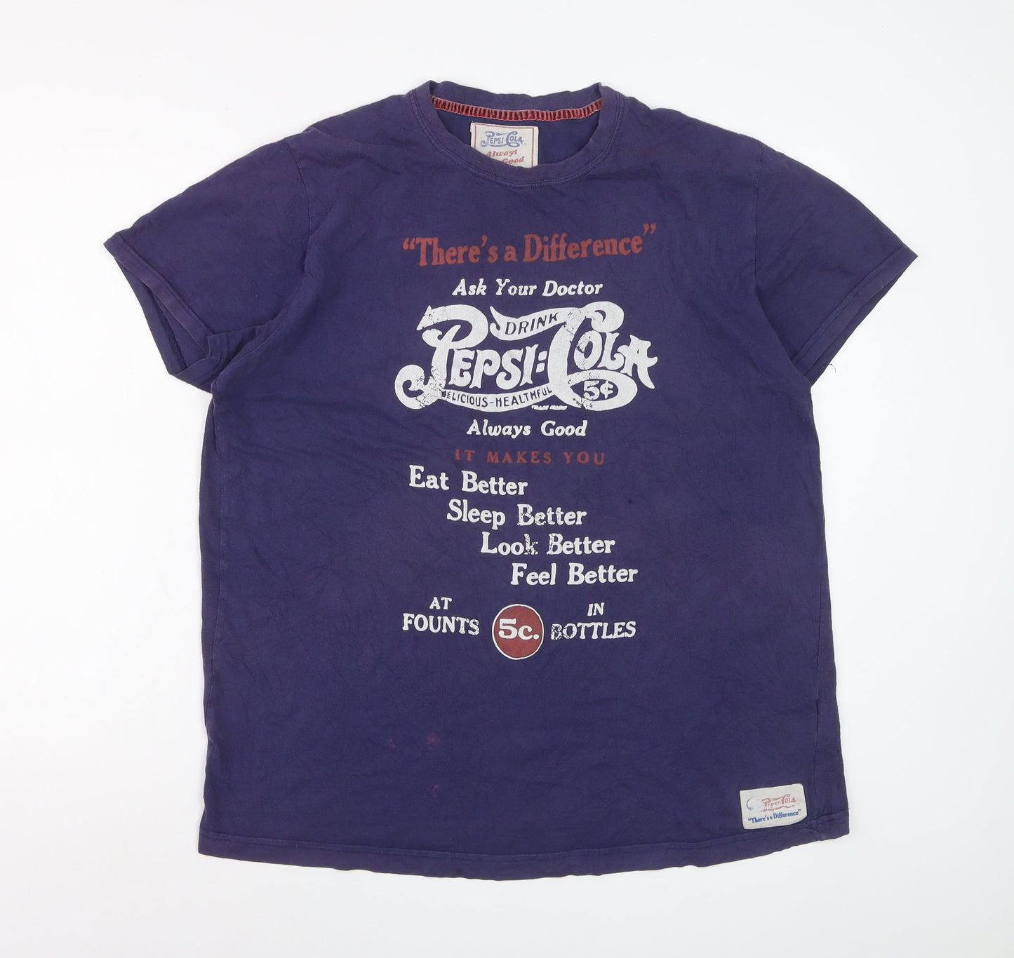 Pepsi Cola Men's Purple XXL Vintage Graphic Cotton T-Shirt
