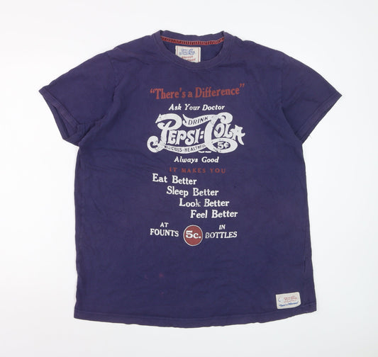 Pepsi Cola Men's Purple XXL Vintage Graphic Cotton T-Shirt