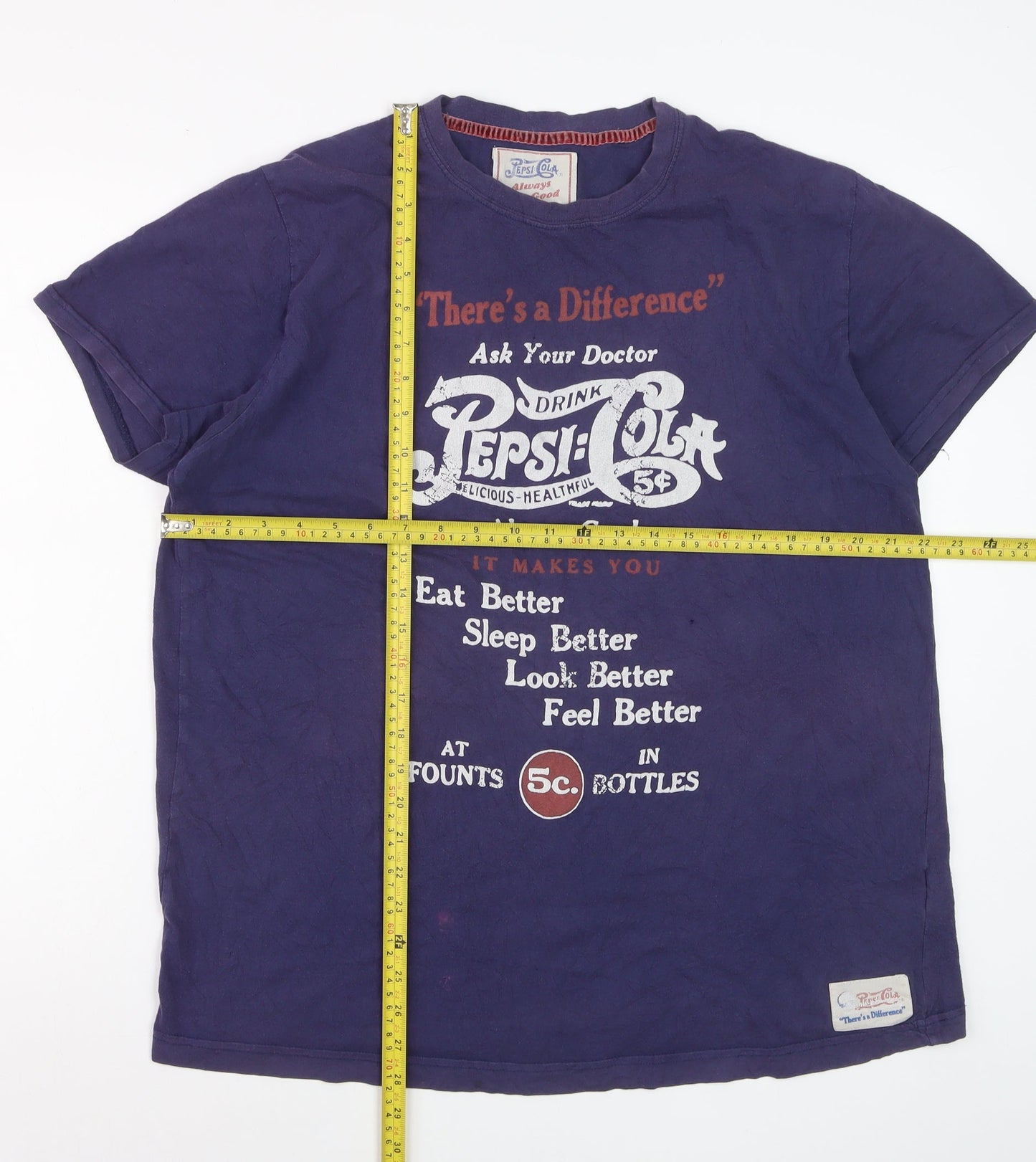 Pepsi Cola Men's Purple XXL Vintage Graphic Cotton T-Shirt