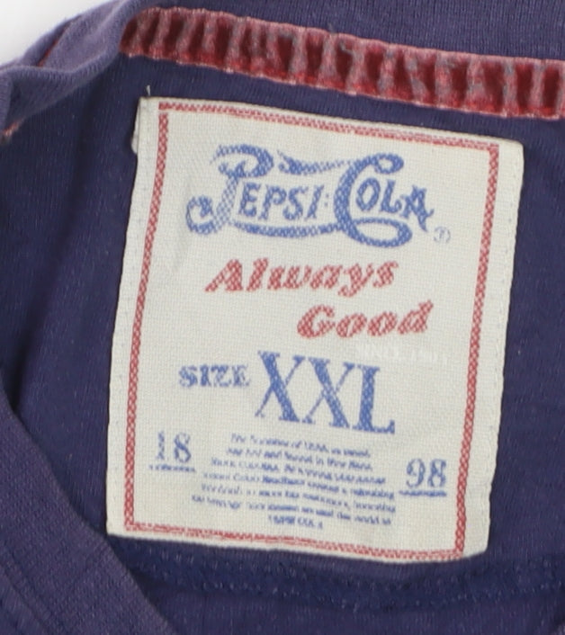 Pepsi Cola Men's Purple XXL Vintage Graphic Cotton T-Shirt