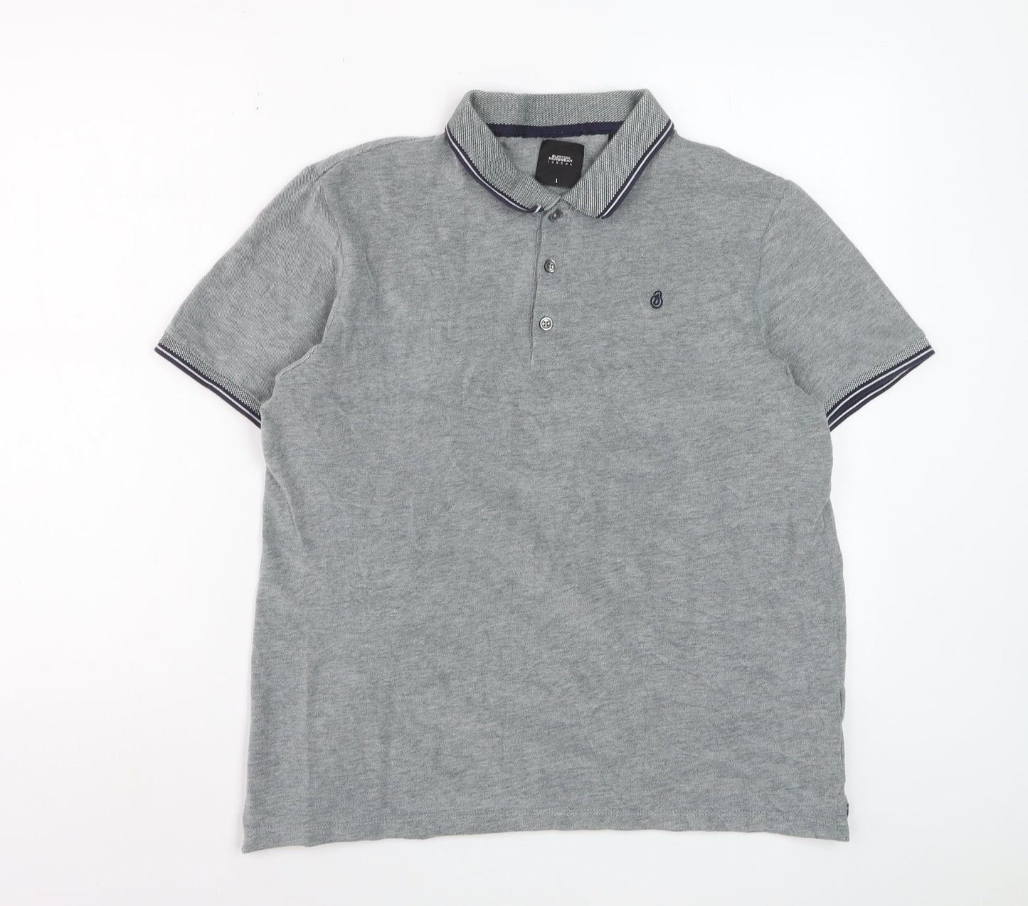 Burton Menswear London Grey Regular Fit Polo Shirt Size L