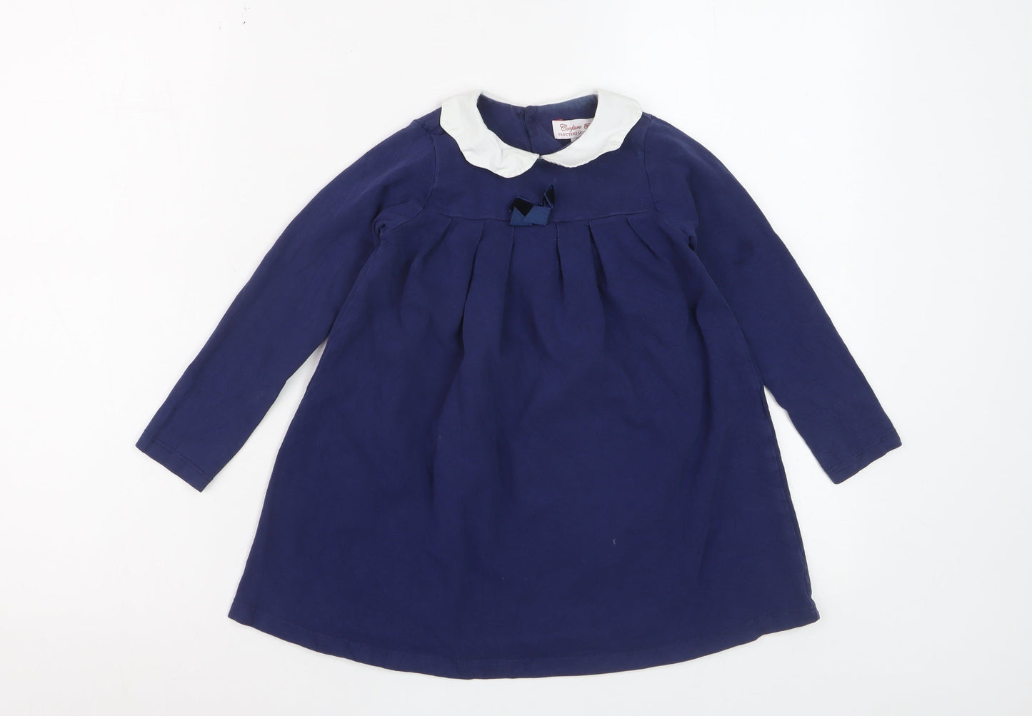 Trotters London Girls Blue A-Line Peter Pan Collar Dress 3 Years