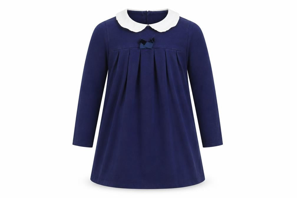 Trotters London Girls Blue A-Line Peter Pan Collar Dress 3 Years