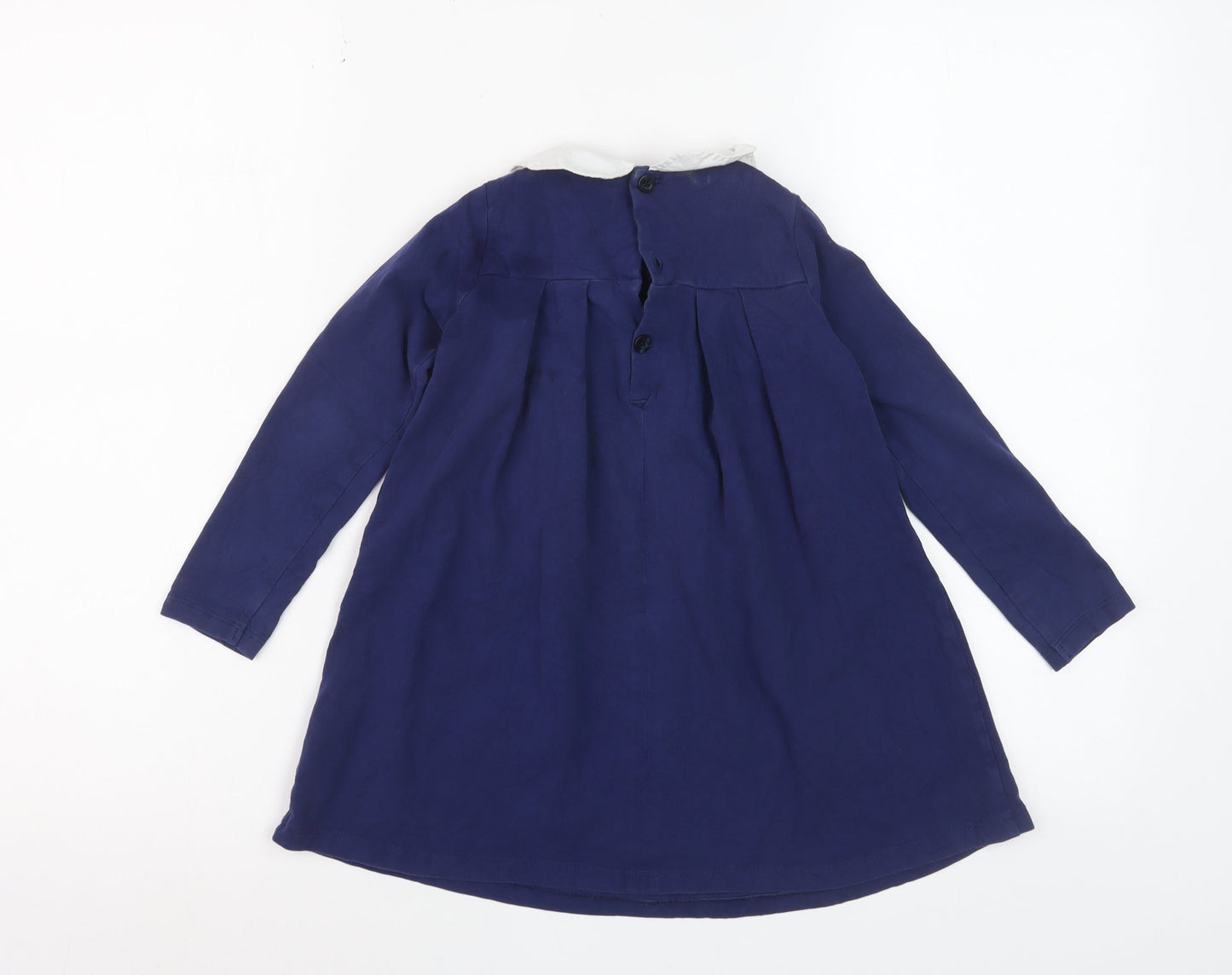 Trotters London Girls Blue A-Line Peter Pan Collar Dress 3 Years