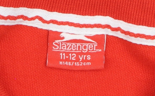 Slazenger Boys Red Polo Shirt 11-12 Years Classic Short Sleeve Sportswear