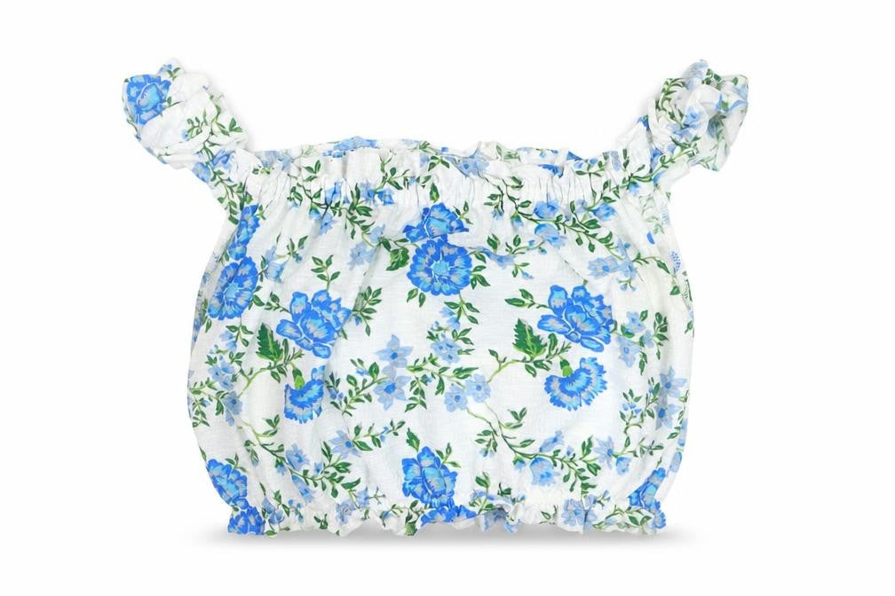 Topshop Women’s White Floral Cropped Off Shoulder Blouse Size 10