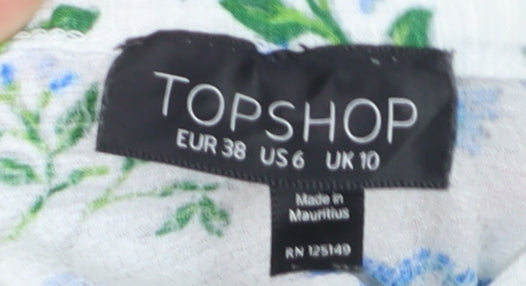 Topshop Women’s White Floral Cropped Off Shoulder Blouse Size 10