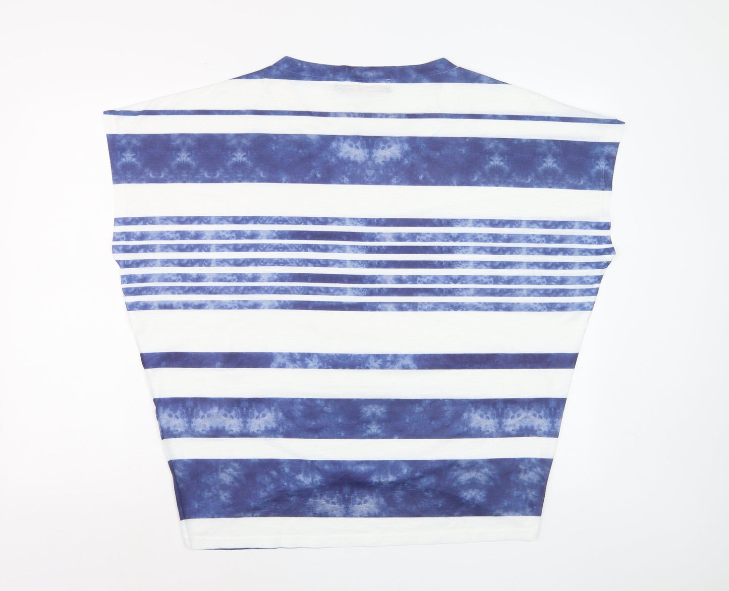 QED London Women Blue Striped Sleeveless Basic T-Shirt S