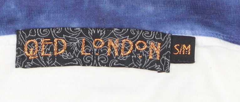 QED London Women Blue Striped Sleeveless Basic T-Shirt S