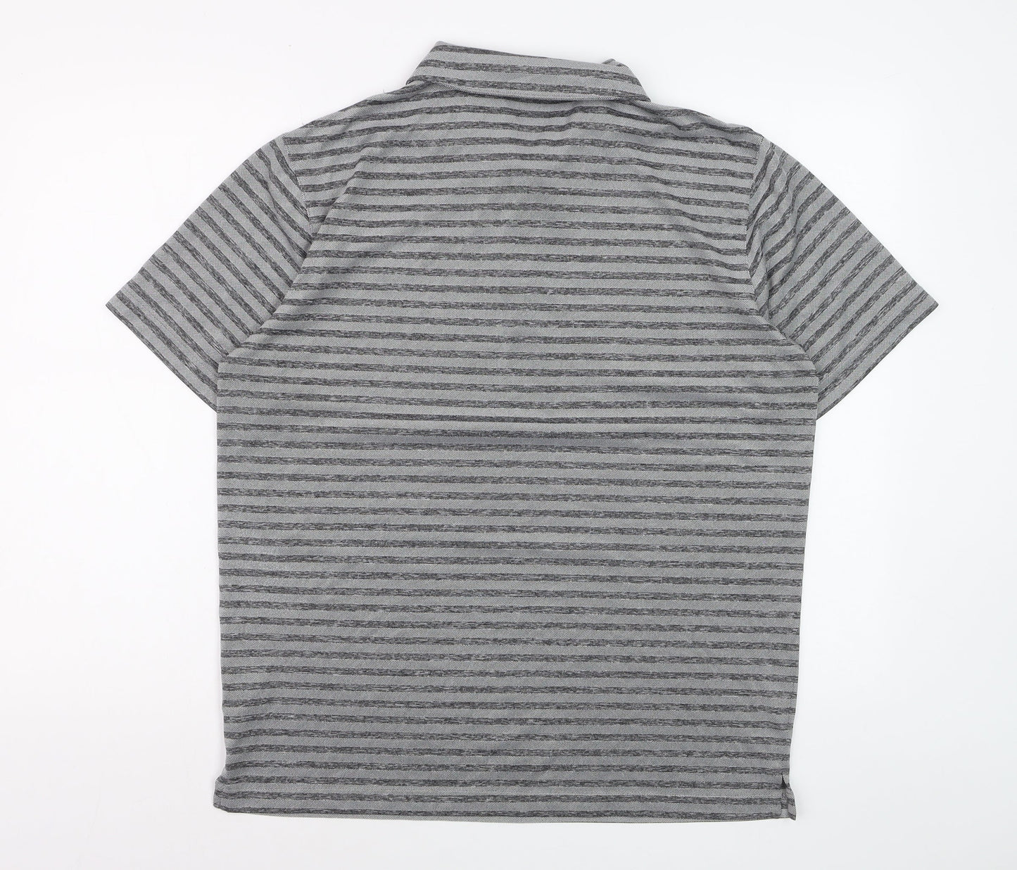Puma Men’s Grey Striped Golf Polo Shirt Size L Quick Dry Performance