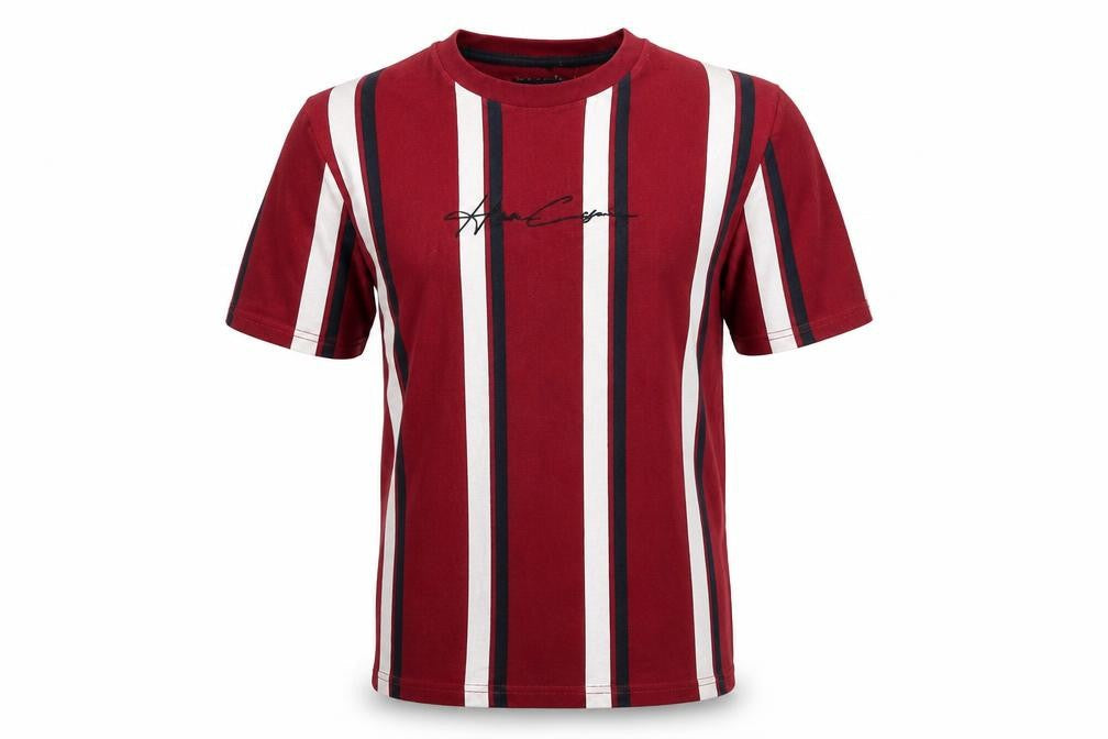 Hollister Men's Red Striped Cotton Crew Neck T-Shirt XL